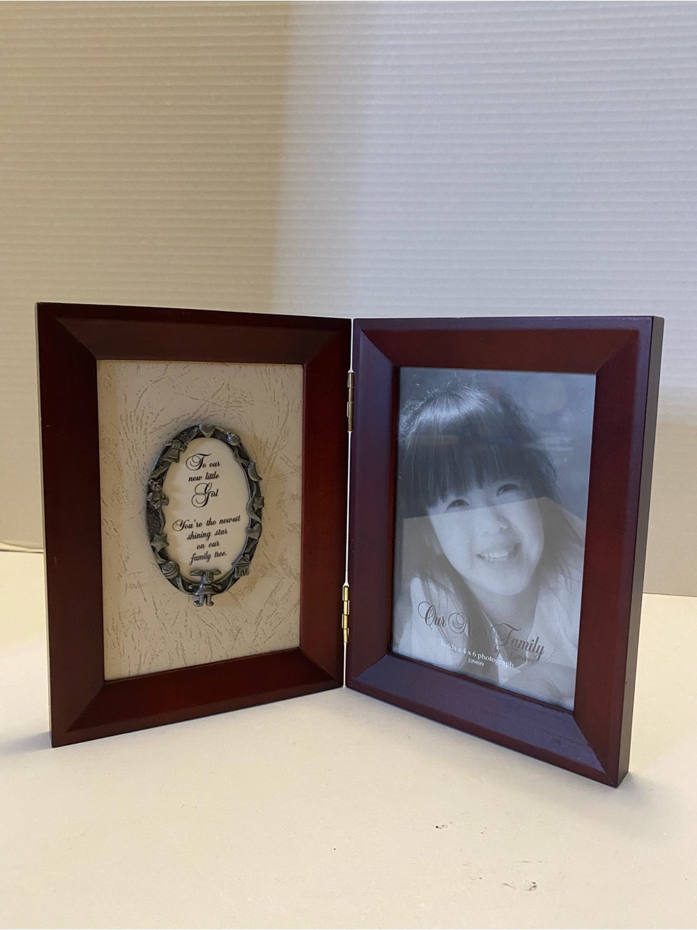 Wooden Picture Frame - Holds A  6" X 4" Photo “ Our New Girl“  Enesco Brand